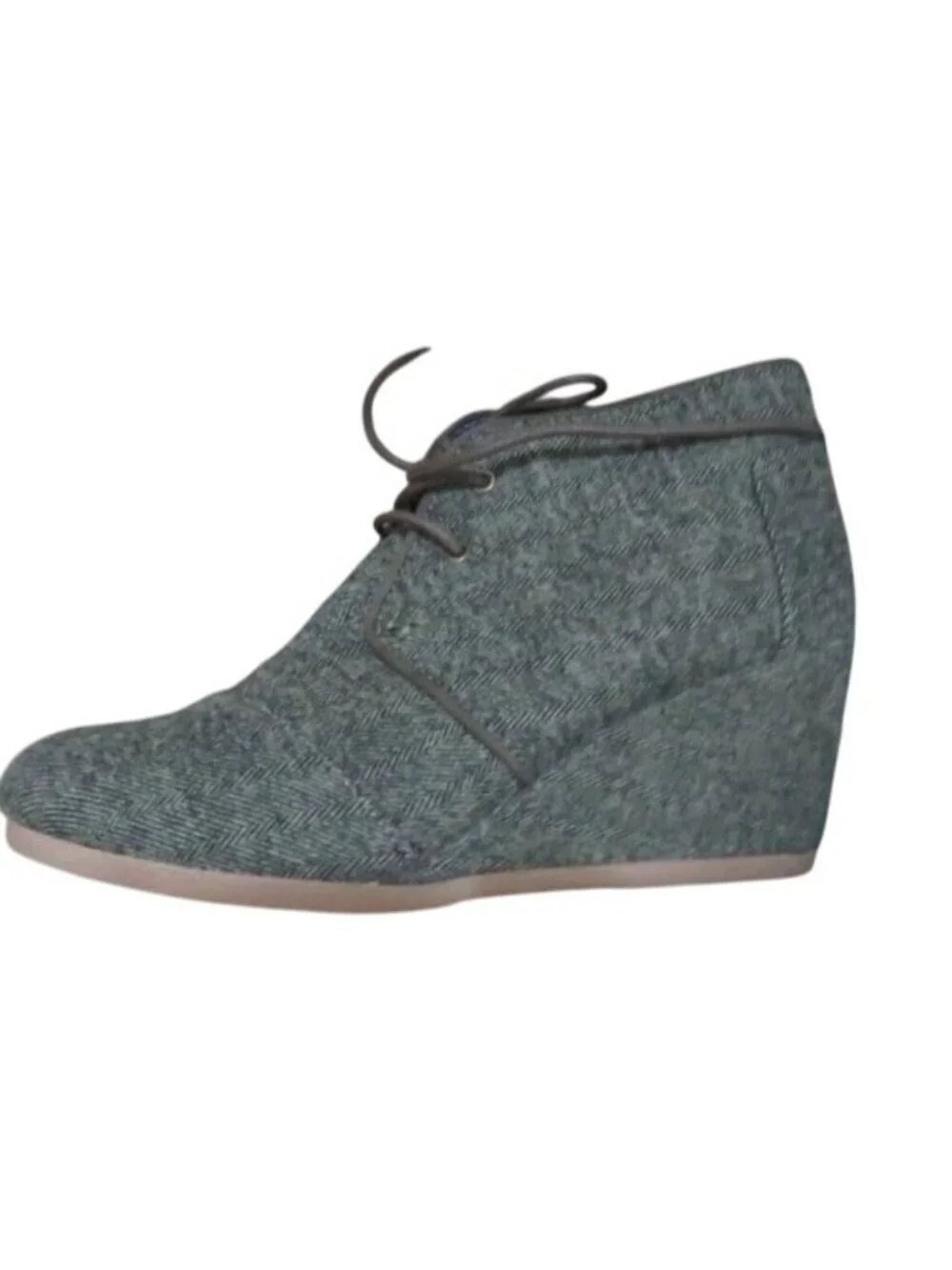 Toms Blue Chambray Desert Wedge Ankle Boots Booties Size 8